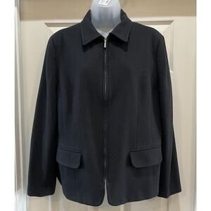 Sag Harbor Coat Jacket Women Size 16 Black 100% Wool Long Sleeves Winter EUC